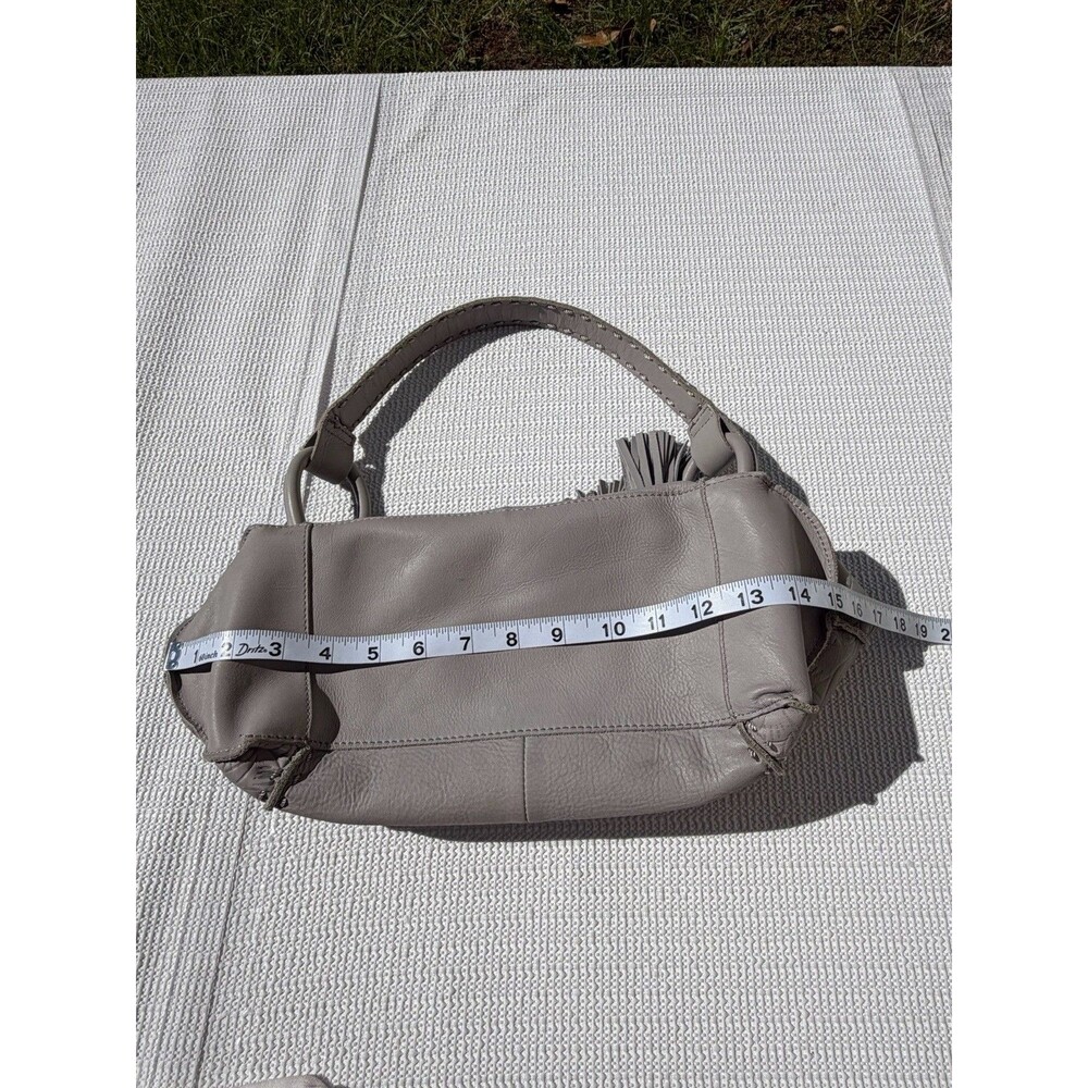 The Sak Los Feliz Medium Leather Shoulder Bag Gray Tooled Floral Tassel Boho - Picture 14 of 16
